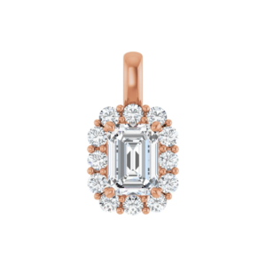 Hanger Halo met l.g. prim. emerald 6x4mm (+/- 0.75ct )