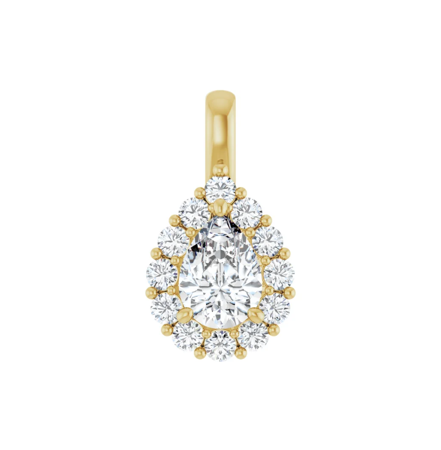 Hanger Halo met l.g. prim. peer 6x4mm (+/- 0.30ct )