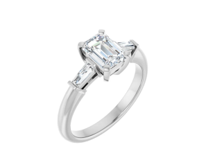 Trilogie ring met Lab Grown Emerald