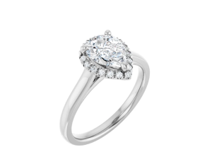 Halo ring Franse-stijl met Lab Grown Peer