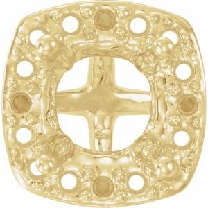 14K Geelgoud 6 mm Cushion 4-Prong Halo-stijl Zetkop met stift