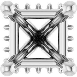 14K Witgoud 5 mm Princess 4-Prong Hidden Halo-stijl Zetkop met stift - Afbeelding 2