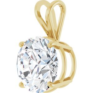 14K Geelgoud 11 mm Rond 4-Prong Lichtgewicht Hanger Montuur - Afbeelding 5