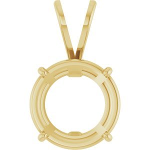 14K Geelgoud 11 mm Rond 4-Prong Lichtgewicht Hanger Montuur