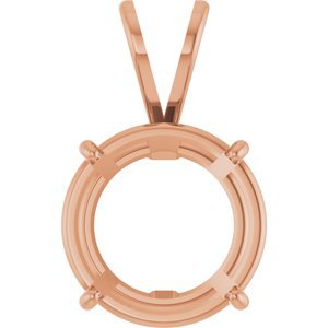 14K Roségoud 12 mm Rond 4-Prong Lichtgewicht Hanger Montuur