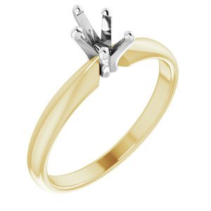 14K Geel/Witgoud 6.5 x 4.5 mm Peer Solitair Verlovings Ring Montuur