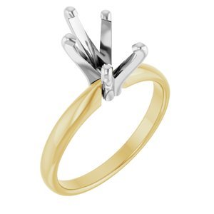 14K Geel/Witgoud 10 x 6.5 mm Peer Solitair Verlovings Ring Montuur