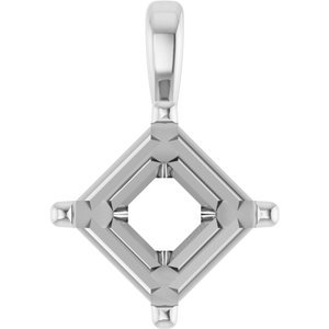 18K Witgoud 7 mm Princess 4-Prong Chaton Hanger Montuur