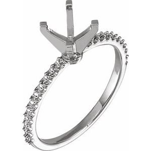 14K Witgoud 6.5 mm Rond Verlovings Ring Montuur