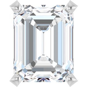 14K Witgoud 9x7 mm Emerald 4-Prong Hoge Zetkop met stift - Afbeelding 5