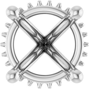 14K Witgoud 8 mm Rond 4-Prong Hidden Halo-stijl Zetkop met stift - Afbeelding 2