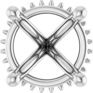 14K Witgoud 8.5 mm Rond 4-Prong Hidden Halo-stijl Zetkop met stift - Afbeelding 2