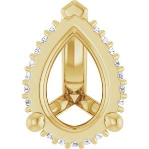 14K Geelgoud 9.5x6.5 mm Peer .04 CTW Natuurlijke Diamant Semi-Gezet V-End Zetkop met stift