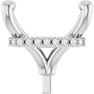 14K Witgoud 8 mm Princess .06 CTW Natuurlijke Diamant Semi-Gezet Zetkop met stift