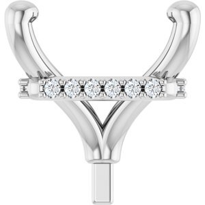 14K Witgoud 7.5 mm Princess .05 CTW Natuurlijke Diamant Semi-Gezet Zetkop met stift
