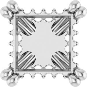 14K Witgoud 7 mm Princess 4-Prong Hidden Halo-stijl Zetkop met stift - Afbeelding 2