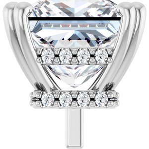 14K Witgoud 7 mm Princess 4-Prong Hidden Halo-stijl Zetkop met stift - Afbeelding 5