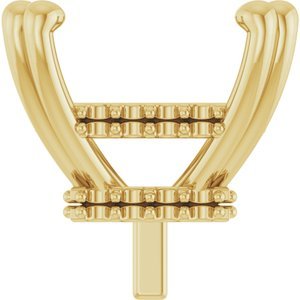 14K Geelgoud 7.5 mm Princess 4-Prong Hidden Halo-stijl Zetkop met stift
