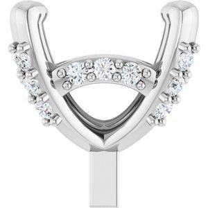 14K Witgoud 7x5 mm Ovaal .05 CTW Natuurlijke Diamant Semi-Gezet Zetkop met stift
