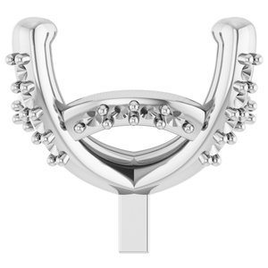14K Witgoud 9x7 mm Ovaal 4-Prong Hidden Halo Zetkop met stift