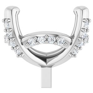 14K Witgoud 9x7 mm Ovaal .07 CTW Natuurlijke Diamant Semi-Gezet Zetkop met stift