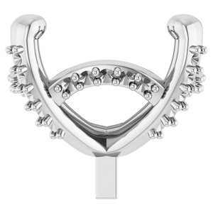 14K Witgoud 10x8 mm Ovaal 4-Prong Hidden Halo Zetkop met stift