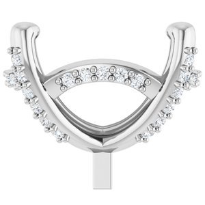 14K Witgoud 11x9 mm Ovaal 1/10 CTW Natuurlijke Diamant Semi-Gezet Zetkop met stift