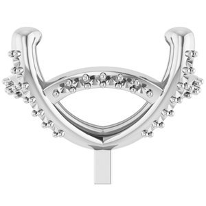 14K Witgoud 12x10 mm Ovaal 4-Prong Hidden Halo Zetkop met stift