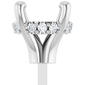 14K Witgoud 6.5 mm Rond .05 CTW Natuurlijke Diamant Semi-Gezet Zetkop met stift