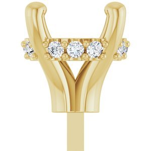 14K Geelgoud 6.5 mm Rond .05 CTW Natuurlijke Diamant Semi-Gezet Zetkop met stift