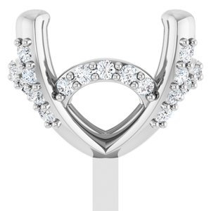 14K Witgoud 8 mm Rond .08 CTW Natuurlijke Diamant Semi-Gezet Zetkop met stift