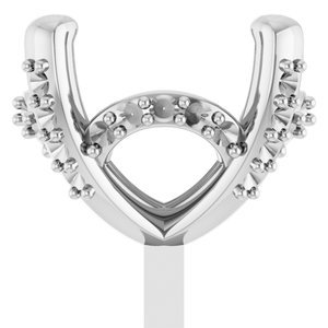 14K Witgoud 8 mm Rond 4-Prong Hidden Halo Zetkop met stift