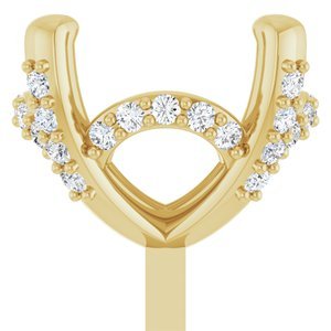 14K Geelgoud 8 mm Rond .08 CTW Natuurlijke Diamant Semi-Gezet Zetkop met stift