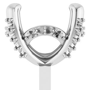 14K Witgoud 7.5 mm Rond 4-Prong Hidden Halo Zetkop met stift