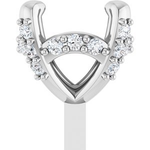 14K Witgoud 5 mm Rond .05 CTW Natuurlijke Diamant Semi-Gezet Zetkop met stift