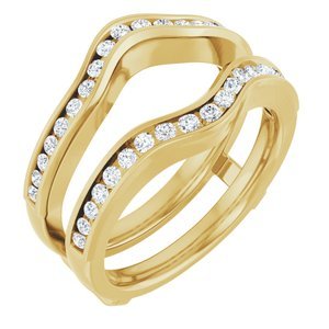 14K Geelgoud 1/2 CTW Natuurlijke Diamant Ring Guard