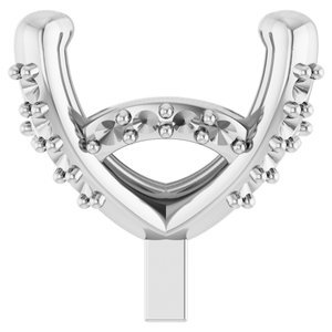 14K Witgoud 8x6 mm Ovaal 4-Prong Hidden Halo Zetkop met stift