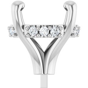 14K Witgoud 9.5 mm Rond 1/10 CTW Lab-grown Diamant Semi-Gezet Zetkop met stift
