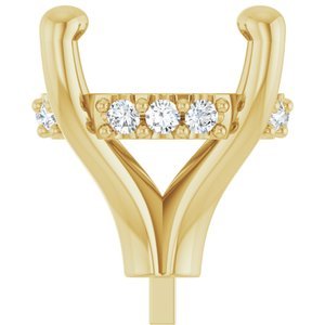 14K Geelgoud 10 mm Rond 1/10 CTW Natuurlijke Diamant Semi-Gezet Zetkop met stift