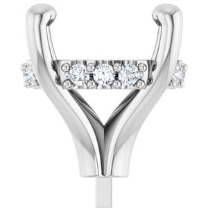14K Witgoud 10 mm Rond 1/10 CTW Natuurlijke Diamant Semi-Gezet Zetkop met stift