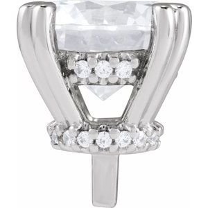 14K Witgoud 5 mm Rond.05 CTW Natuurlijke Diamant Semi-Gezet Hidden Halo-stijl Zetkop met stift - Afbeelding 3