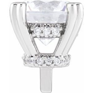 14K Witgoud 9 mm Rond 1/8 CTW Natuurlijke Diamant Semi-Gezet Hidden Halo-stijl Zetkop met stift - Afbeelding 3
