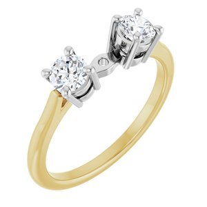14K Geel/Witgoud 1/2 CTW Lab-grown Diamant  Side-Steen Scheen met stift gat