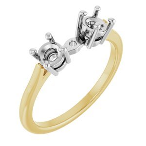 14K Geel/Witgoud 4.1 mm Rond Side-Steen Scheen met stift gat
