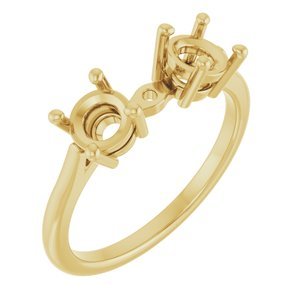 14K Geelgoud 5.2 mm Rond Side-Steen Scheen met stift gat