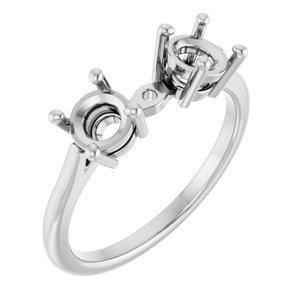 14K Witgoud 5.2 mm Rond Side-Steen Scheen met stift gat