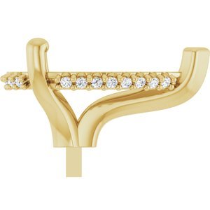 14K Geelgoud 12x8 mm Peer .04 CTW Natuurlijke Diamant Semi-Gezet V-End Zetkop met stift