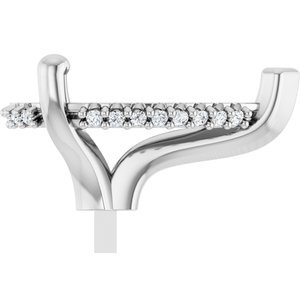 14K Witgoud 12x8 mm Peer .04 CTW Natuurlijke Diamant Semi-Gezet V-End Zetkop met stift