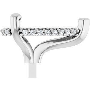 14K Witgoud 10x7 mm Peer .04 CTW Natuurlijke Diamant Semi-Gezet V-End Zetkop met stift