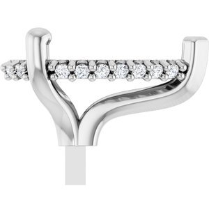 14K Witgoud 9x6 mm Peer .04 CTW Natuurlijke Diamant Semi-Gezet V-End Zetkop met stift